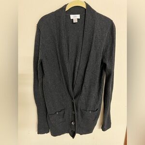 LOFT Charcoal Button-Up Cardigan